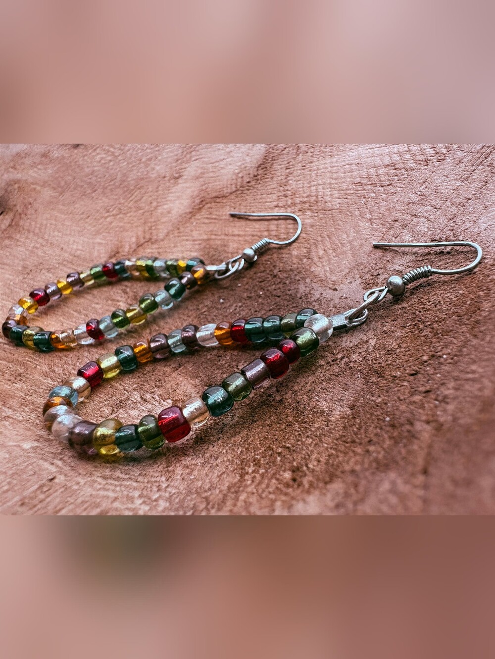 Artisan Multicolor Beaded Hoop Earrings and Layered Necklace Set - Women Jewelry - Picture 7 of 9